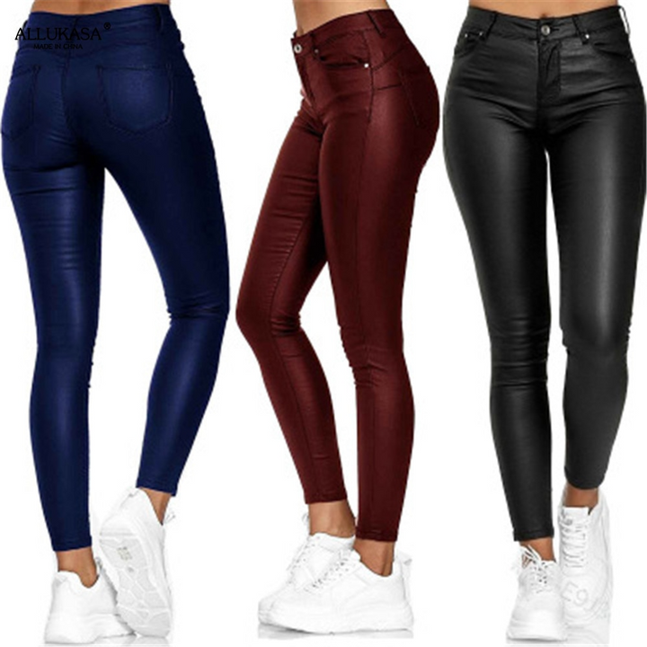 High-Waisted Stretch Leather Pants – Raffaela