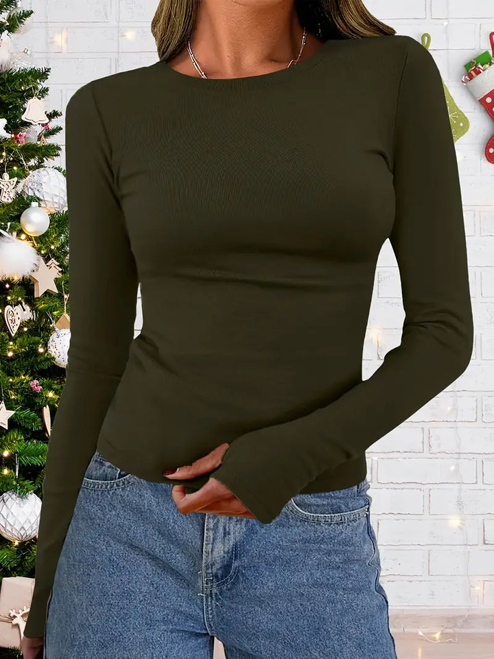 Women's Long-Sleeved Round-Neck Top for Fall & Winter – Vivienne