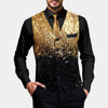Men's Glitter Vest with Satin Lapels Gold
