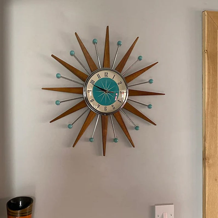 Mid-Century Handmade Wall Clock | Retro Wall Décor, Silent and Battery-Powered