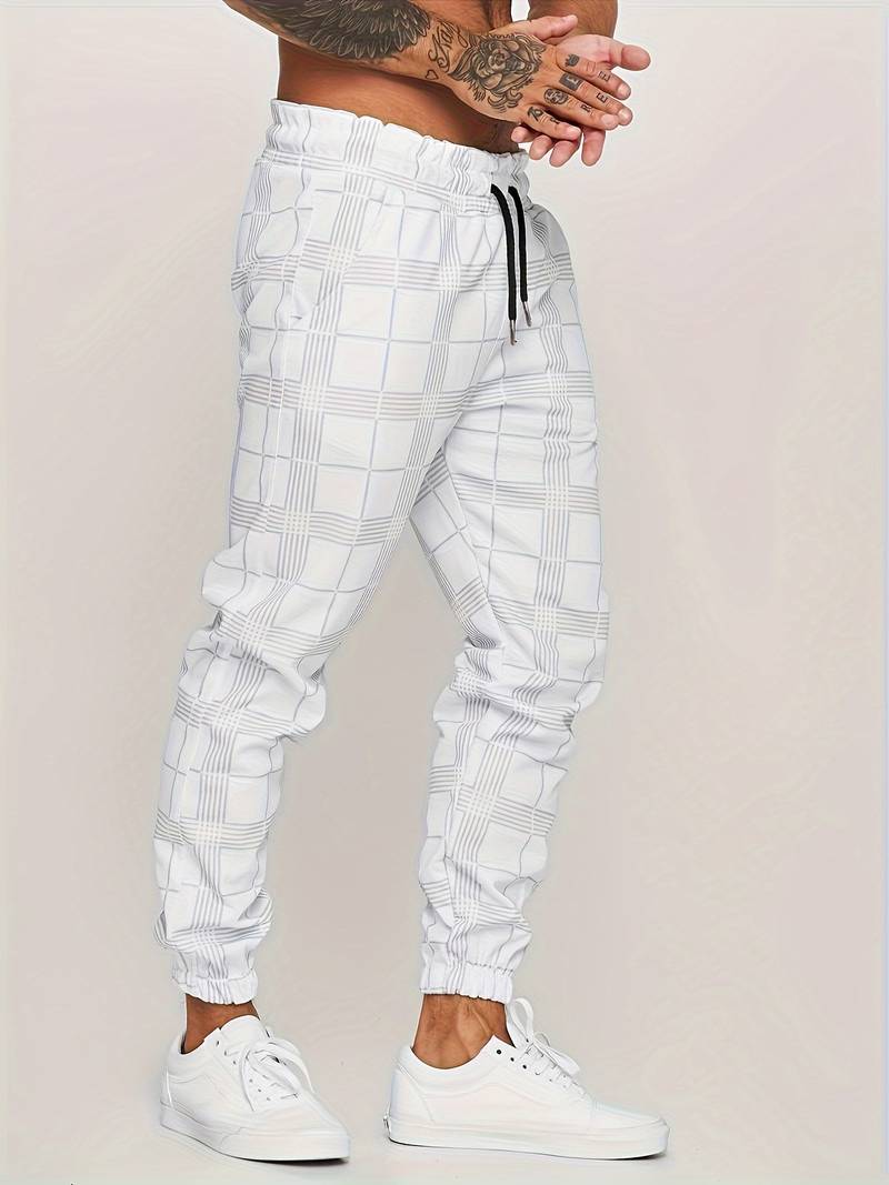 Checkered Slim Fit Joggers for Men