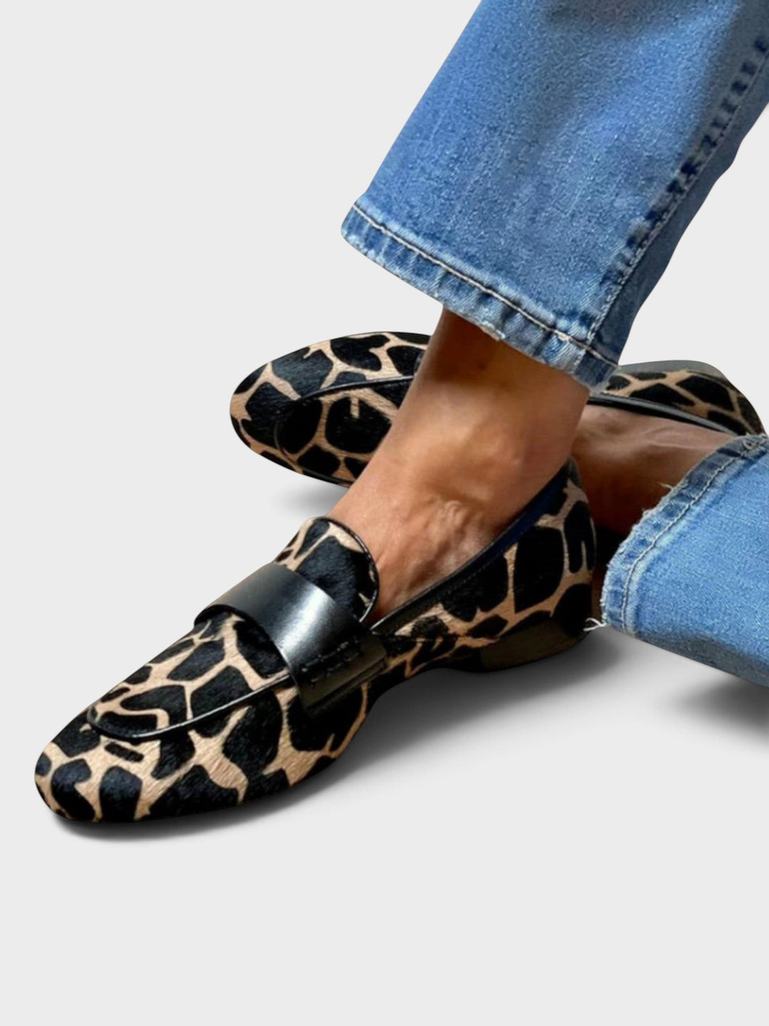 Leopard-Print Loafers with Contrast Trim | Structured Slip-On Shoe