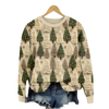 Women's Knit Sweater with Tree Pattern and Round Neckline