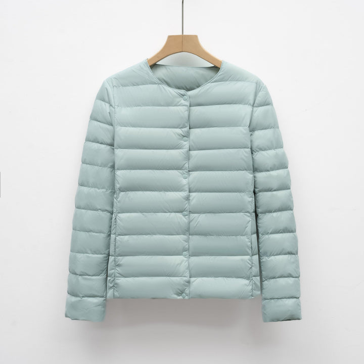 Collarless Packable Puffer Jacket