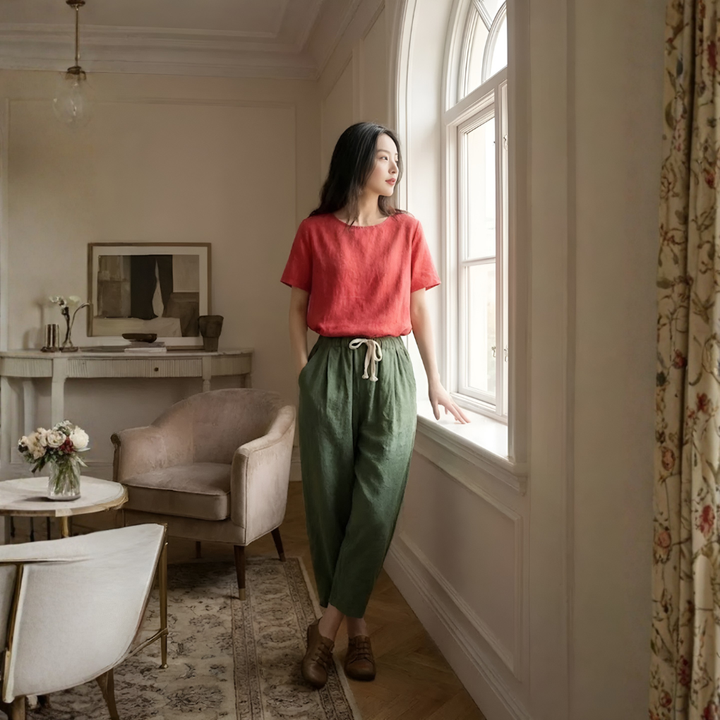 Drawstring Waist Casual Pants