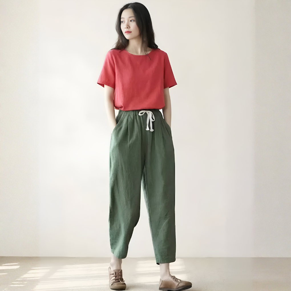 Drawstring Waist Casual Pants