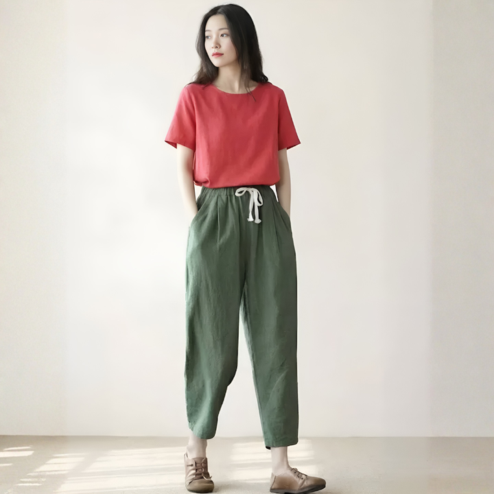 Drawstring Waist Casual Pants