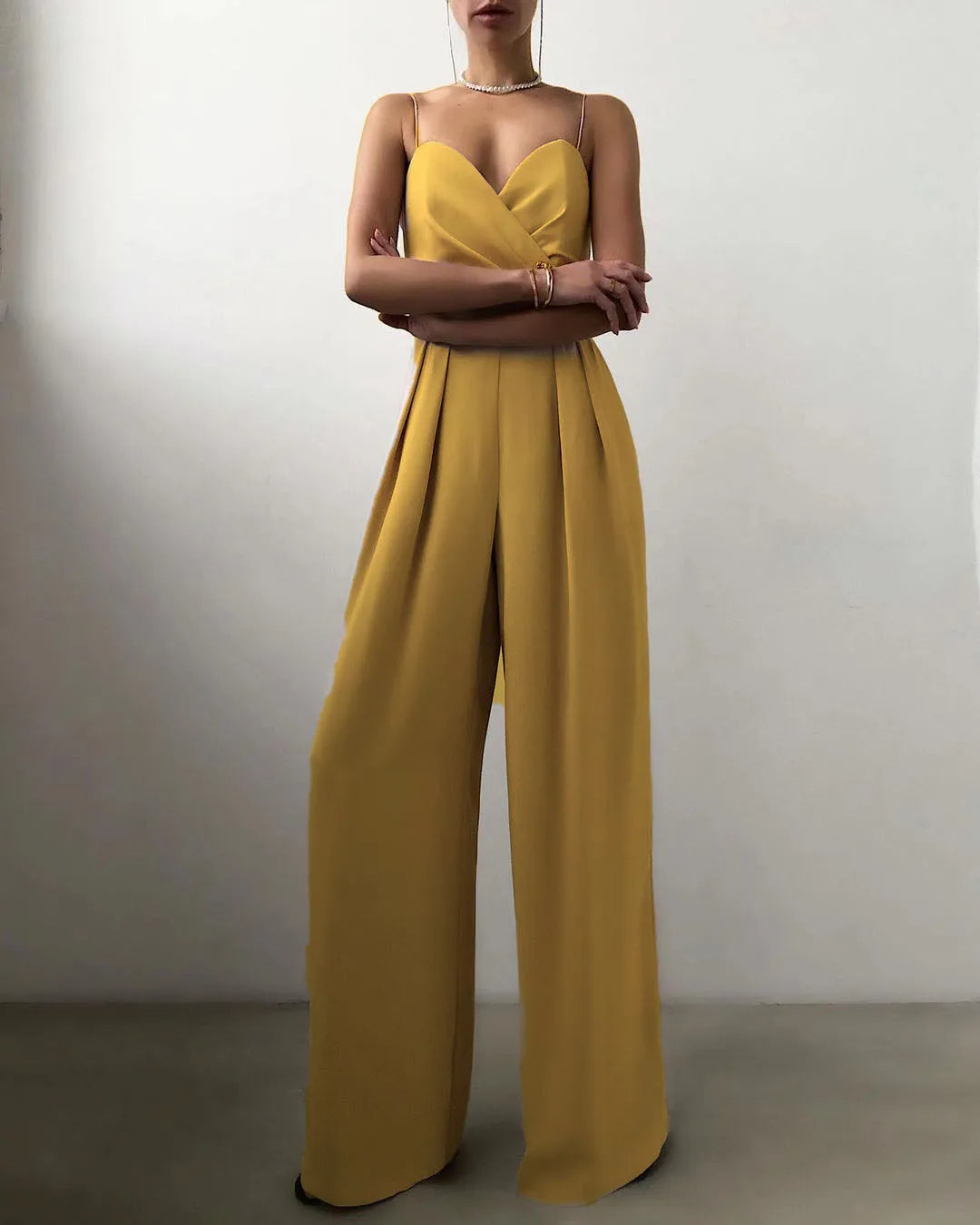 Sleeveless Jumpsuit with High Waist and Wide Legs
