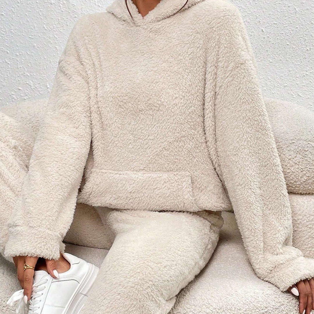 Women's Teddy Fleece Loungewear Set with Hood – 2-Piece Loungewear Set for Winter and Autumn