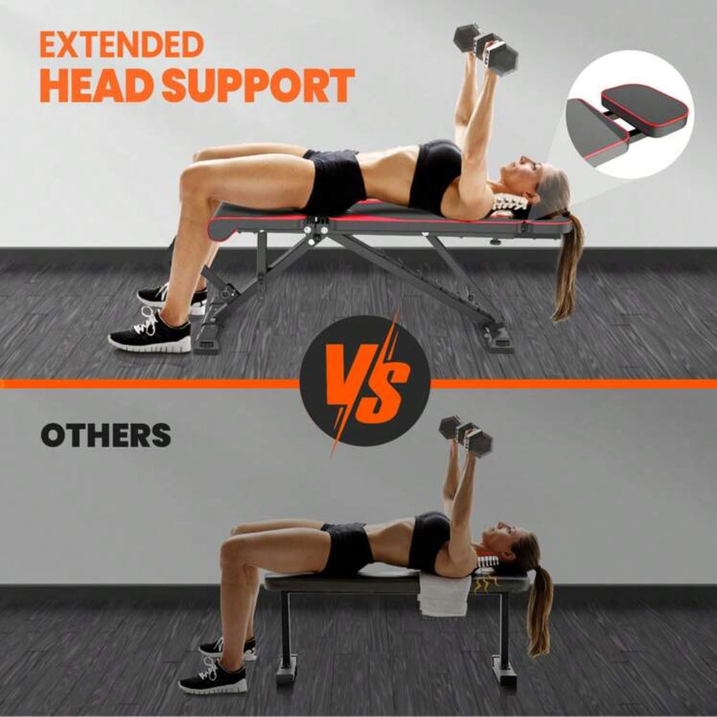Adjustable Folding Workout Weight Bench with Resistance Bands