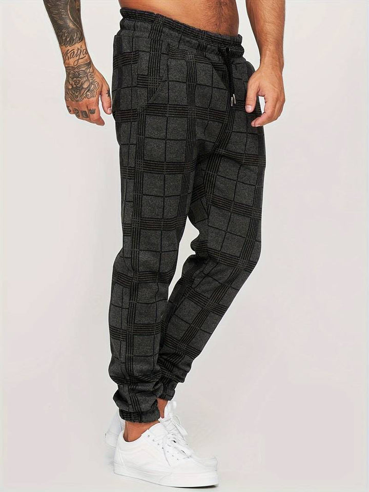 Checkered Slim Fit Joggers for Men