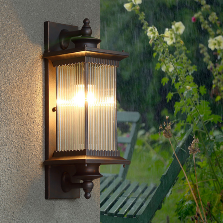Vintage Black Outdoor Wall Lantern - Classic Rectangular Design for Gardens-1