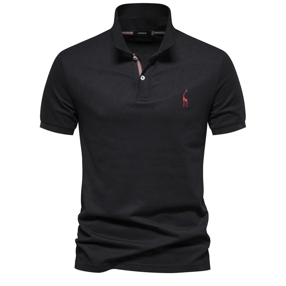 Luxe Cotton Polo with Deer Embroidery