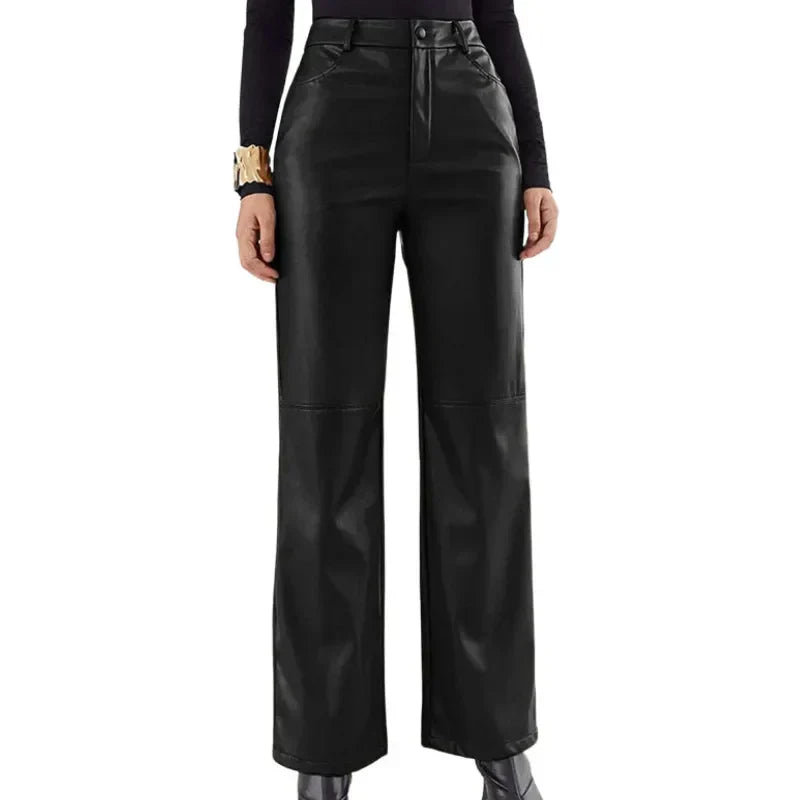 SleekEdge High-Waist Leather Pants for Women
