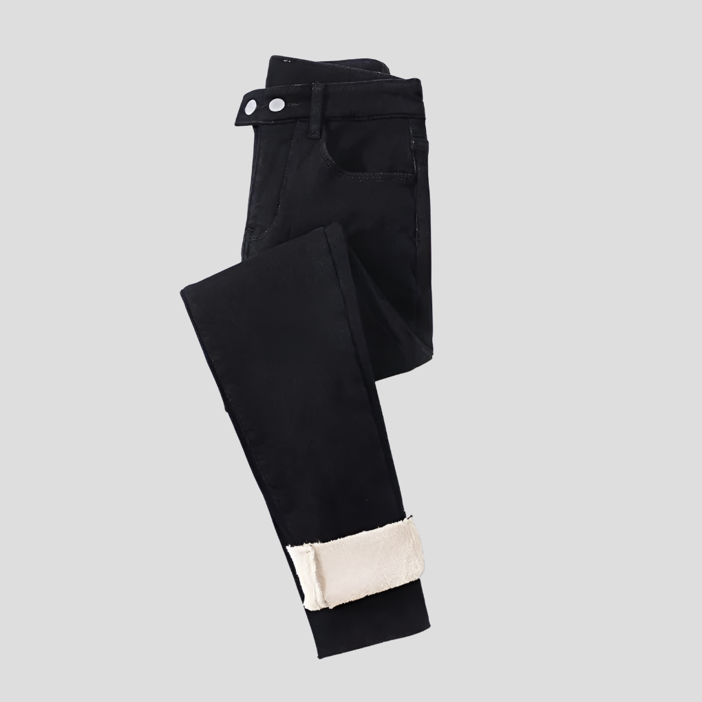 High-Waist Women's Winter Jeans – Lined for Cold Days