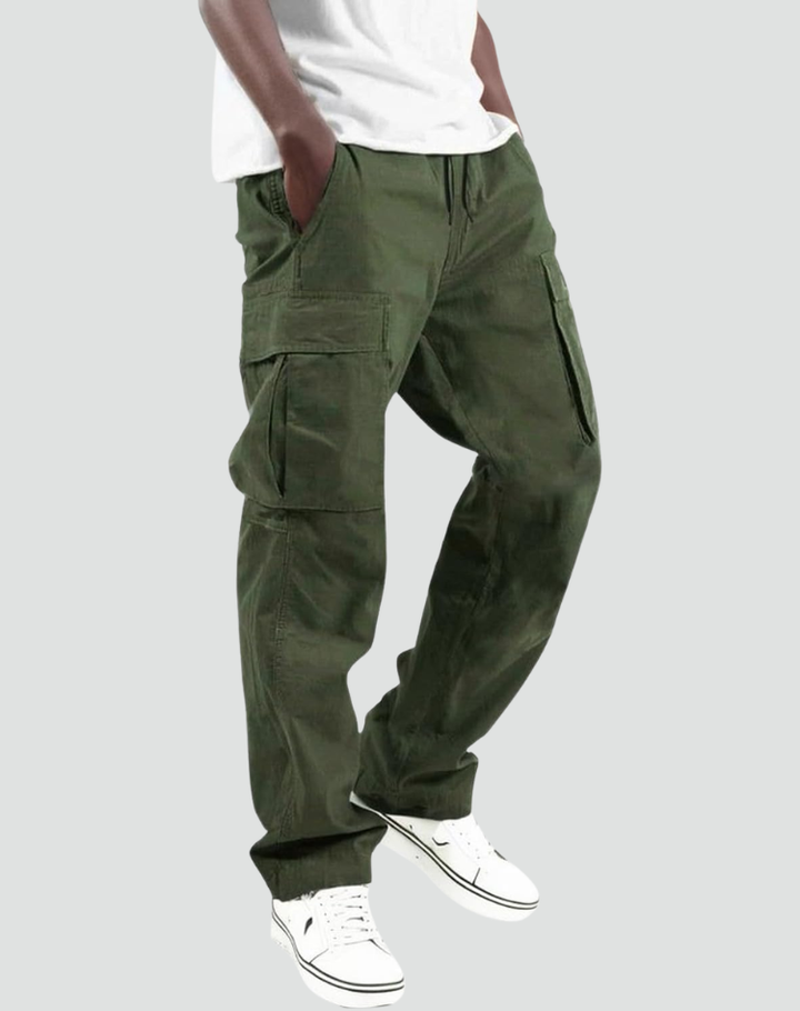 Men's Cargo Pants with Multiple Pockets and Adjustable Waist