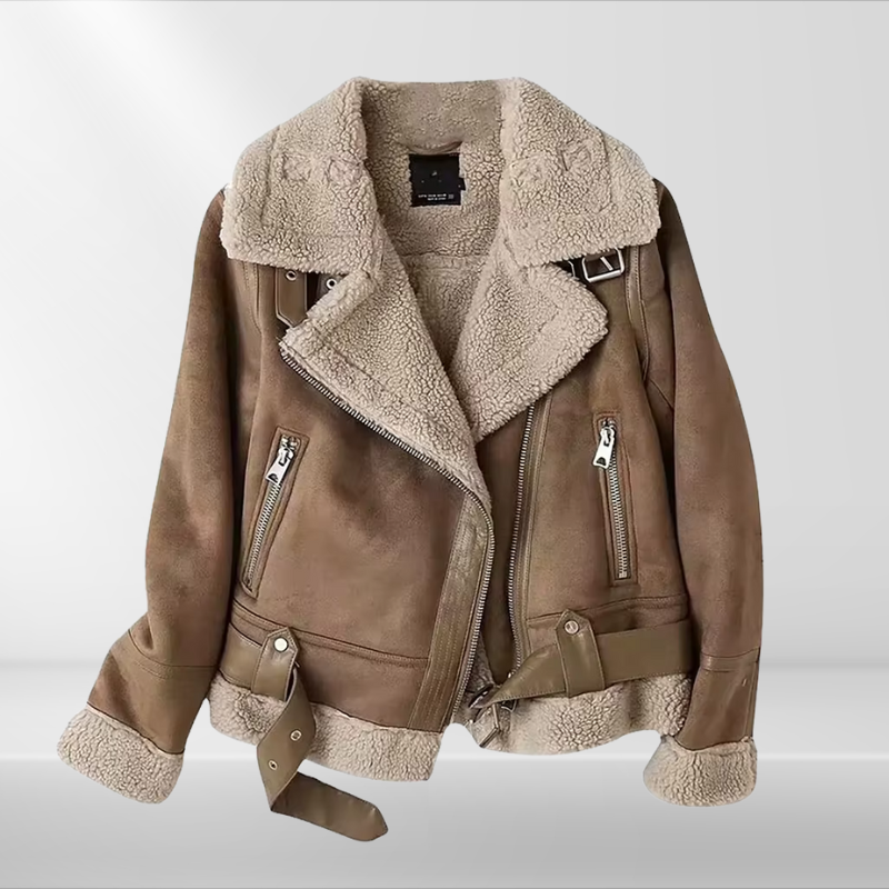 Women's Sherpa Fleece Bomber Jacket with Zip – Amira