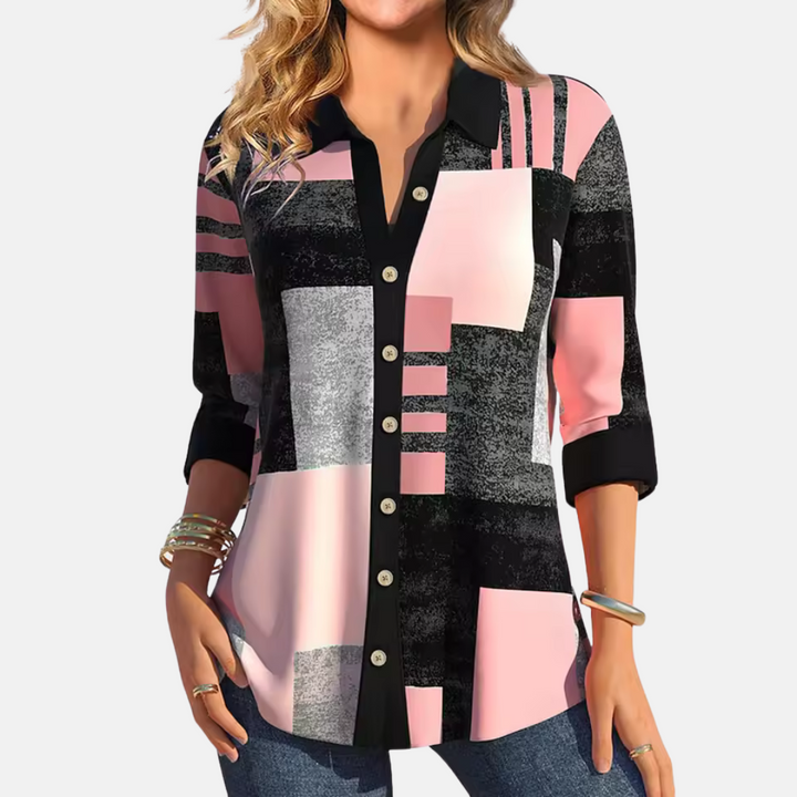 Casual Women's Blouse with Check Pattern