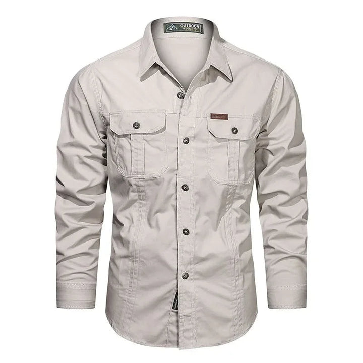 Men's Cotton Military Shirt – Multi-Pocket Utility