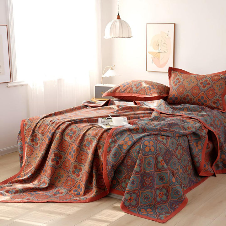 Blossom Embroidery Cotton Reversible Coverlet – Timeless Elegance and Comfort