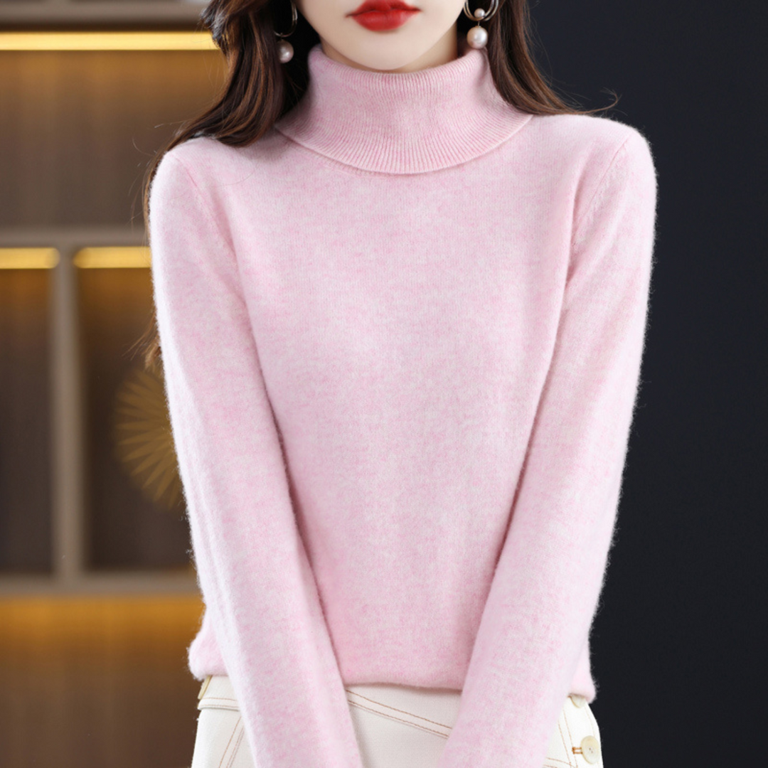 Women's 100% Cashmere Roll-Neck Jumper – Soft Regular Fit Pullover