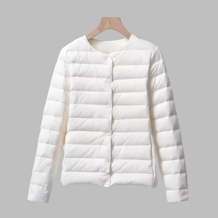 Collarless Packable Puffer Jacket