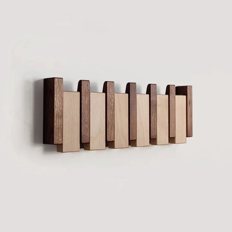 Wooden Wall Coat Rack – Foldable Hooks with Minimalist Design