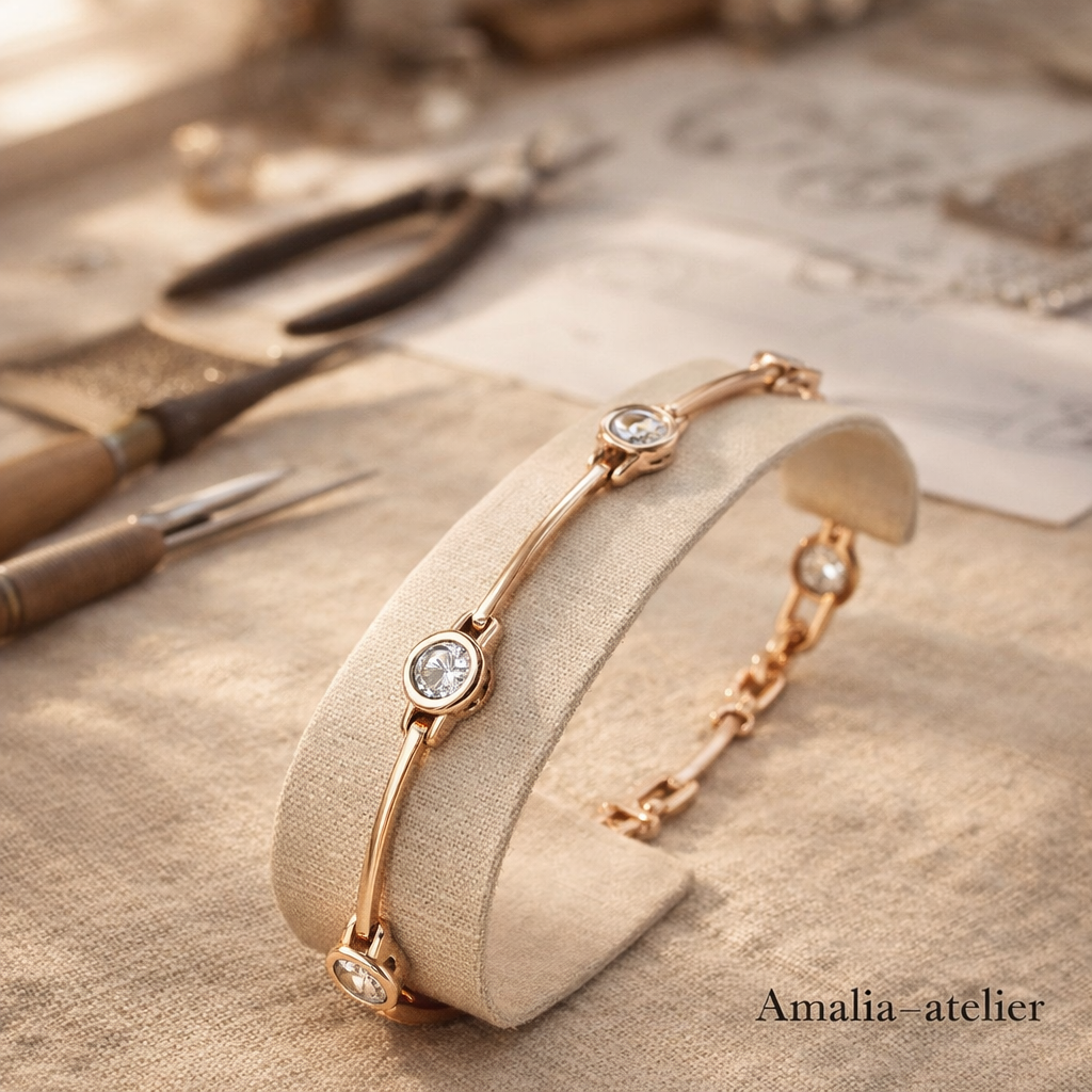 Elara Cubic Zirconia Bracelet – Gold-Colored Elegance