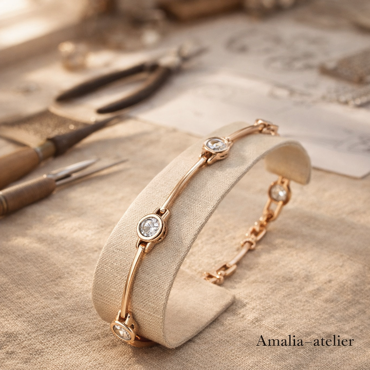 Elara Cubic Zirconia Bracelet – Gold-Colored Elegance