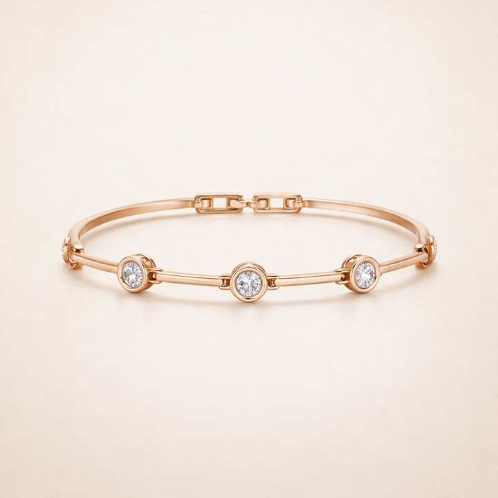 Elara Cubic Zirconia Bracelet – Gold-Colored Elegance