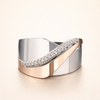 Vintage rose gold and silver ring with cubic zirconia