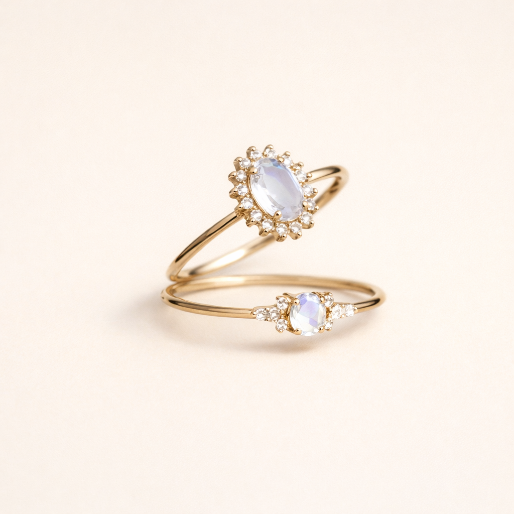 Gold opal ring with diamond
