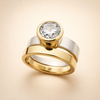 Inlaid glass gold ring
