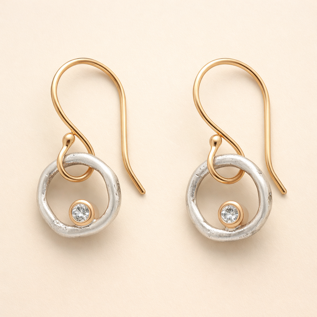 Retro gold and silver earrings