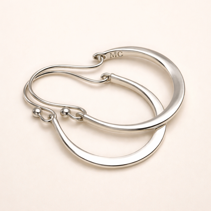 Soft moon white gold earrings