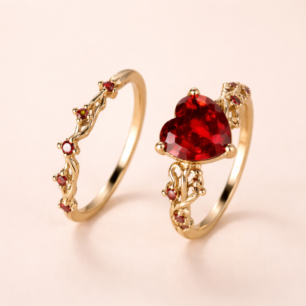 Elegant gold ring with heart accent