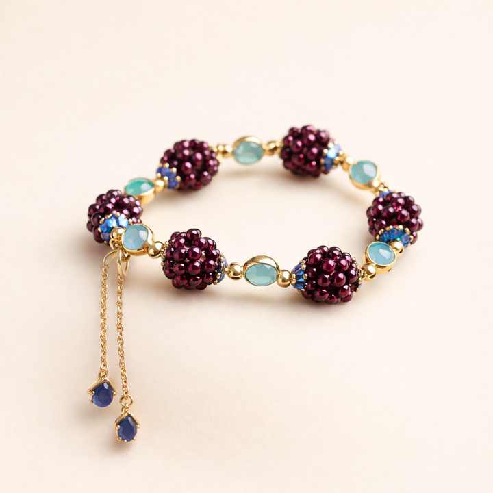 Minimalist Natural Stone Bracelet with Berries