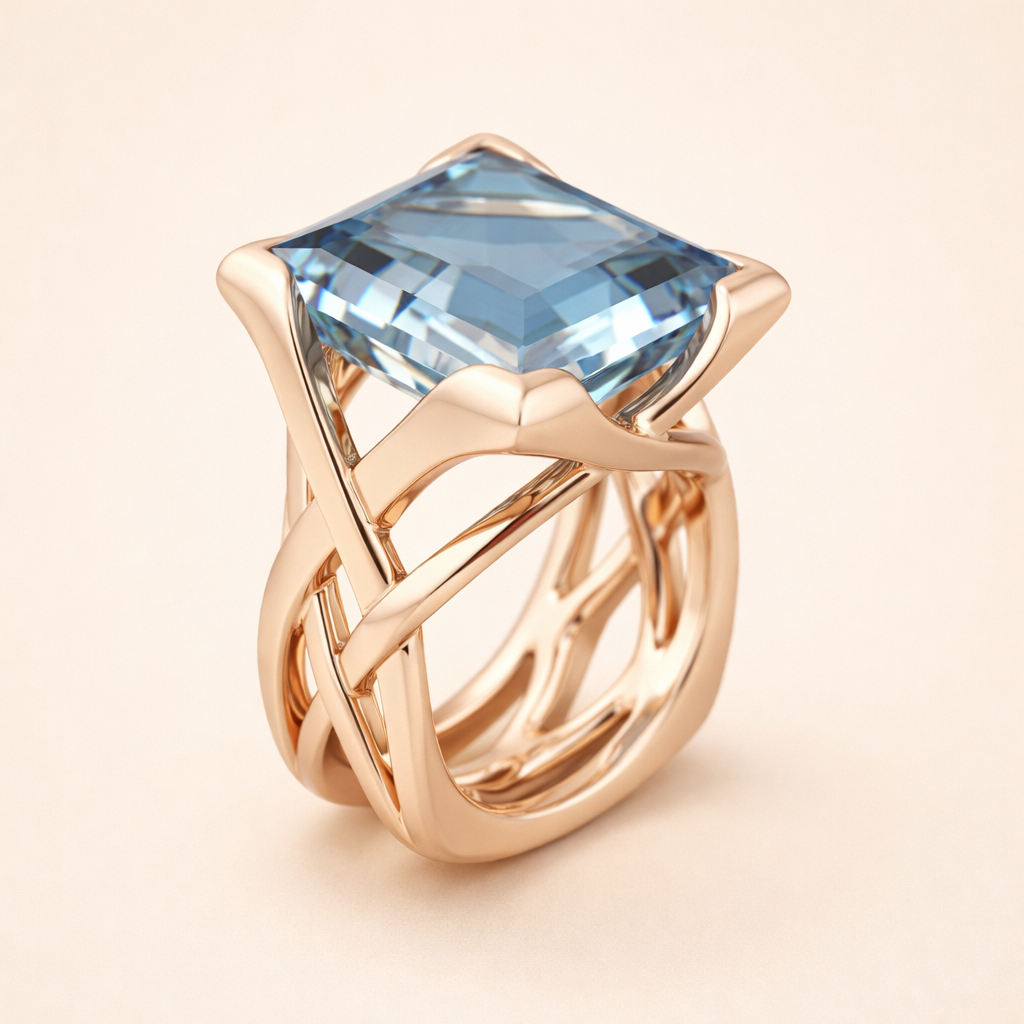 Elegant Rose Gold Ring with Cubic Zirconia Details