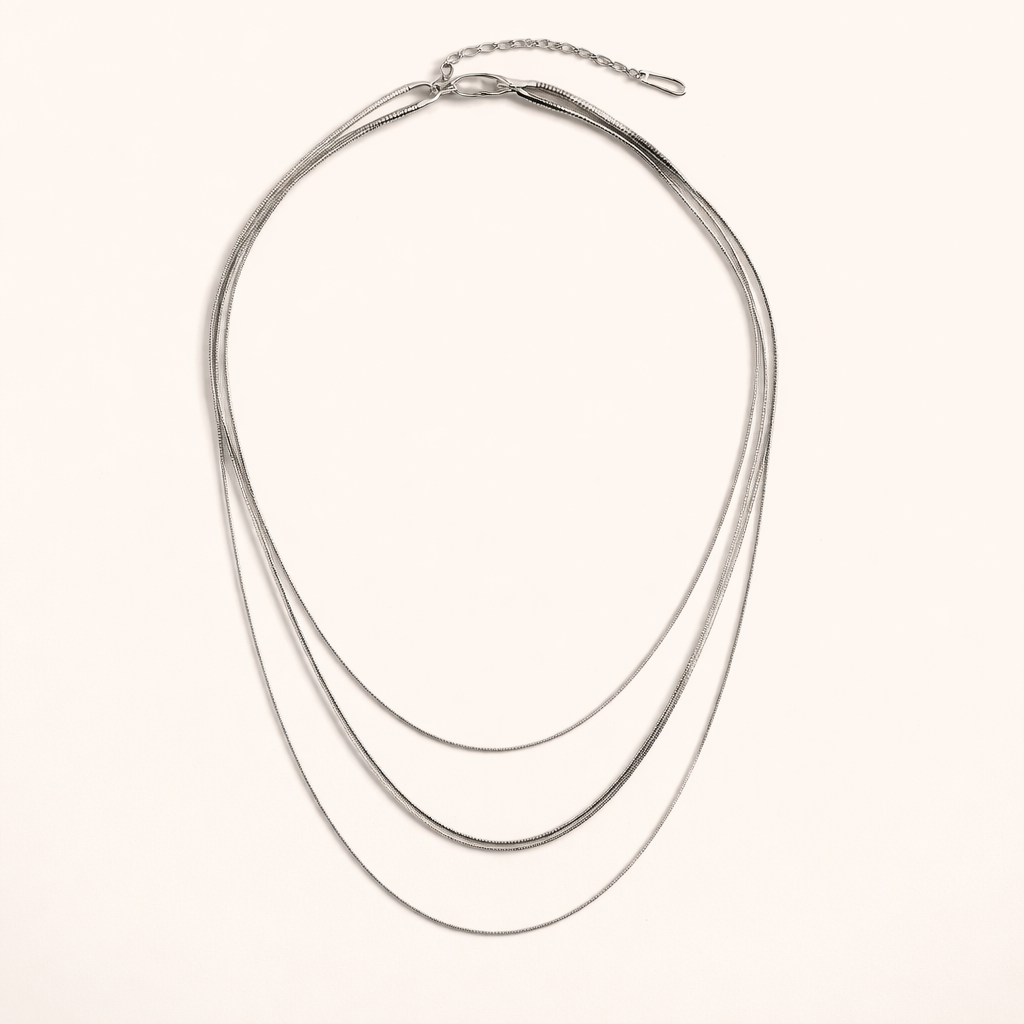 Elegant silver multi-layer necklace