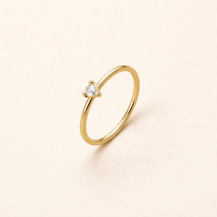 Refined cubic zirconia ring with little heart
