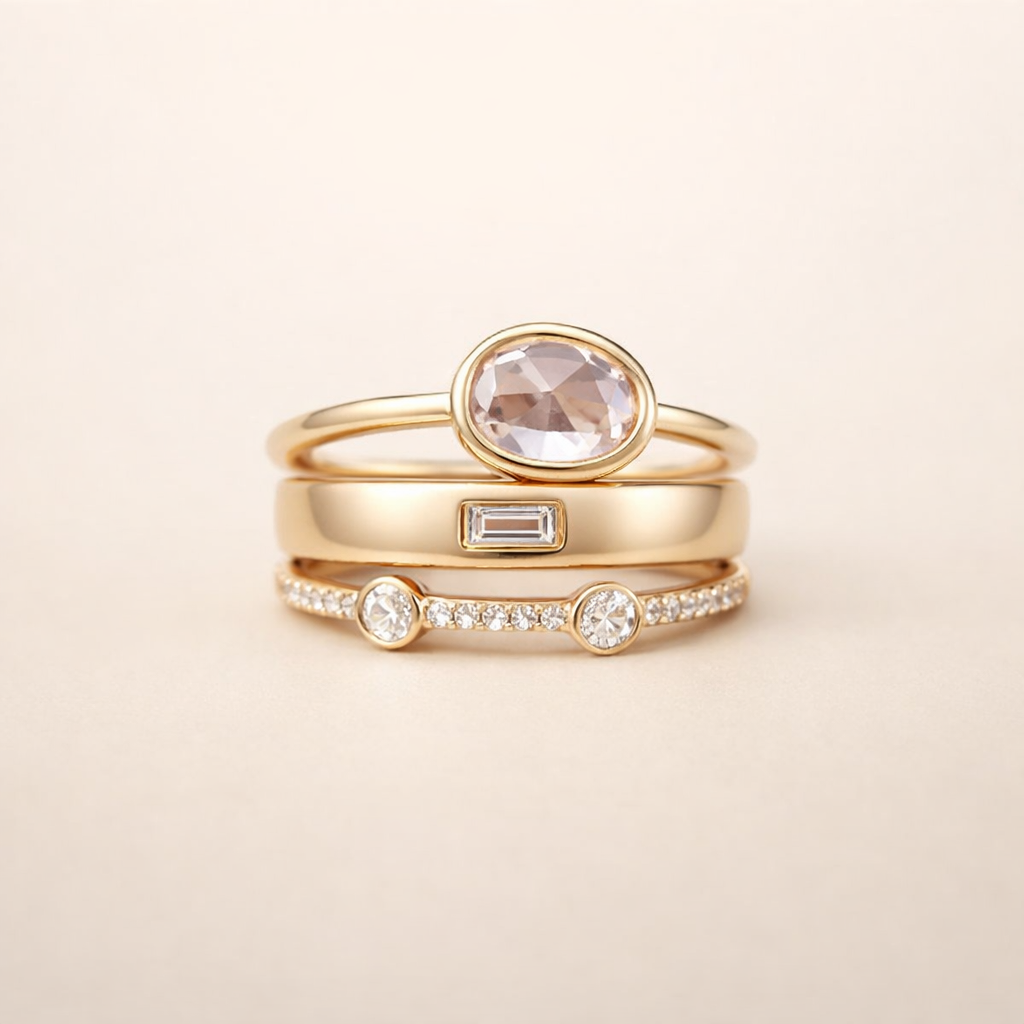 Elegant Gold Ring with Cubic Zirconia in Vintage Style
