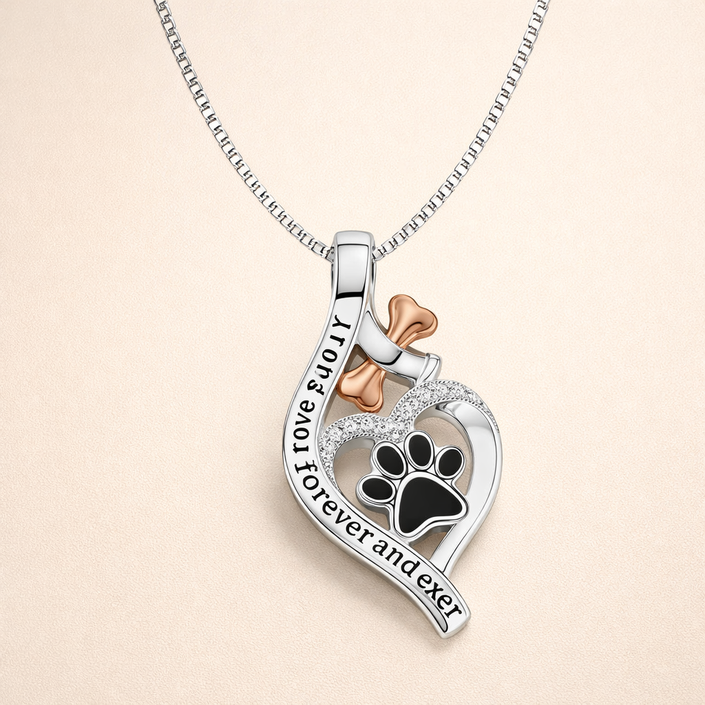 Lucky Paw Pendant with Heart, Bone & Infinity – “Always in My Heart” Pendant