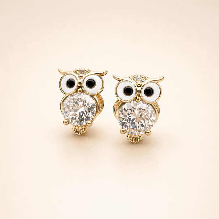 Vintage Crystal Owl Earrings