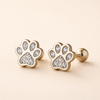 Sterling Silver Paw Print Stud Earrings – Crystal Accent