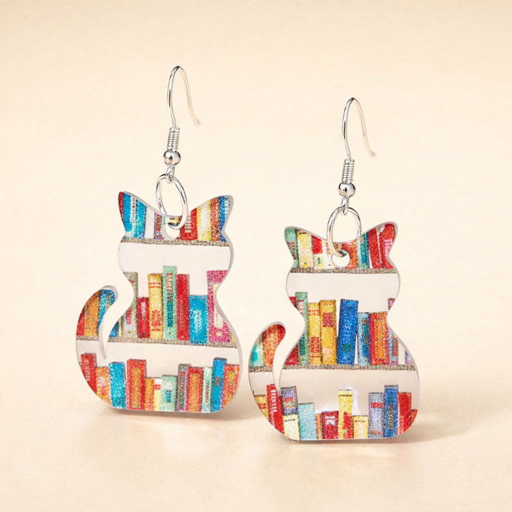 Vintage Colorful Cat Earrings