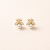 Honeybee Pearl Stud Earrings – Elegant Gold Jewelry for Women