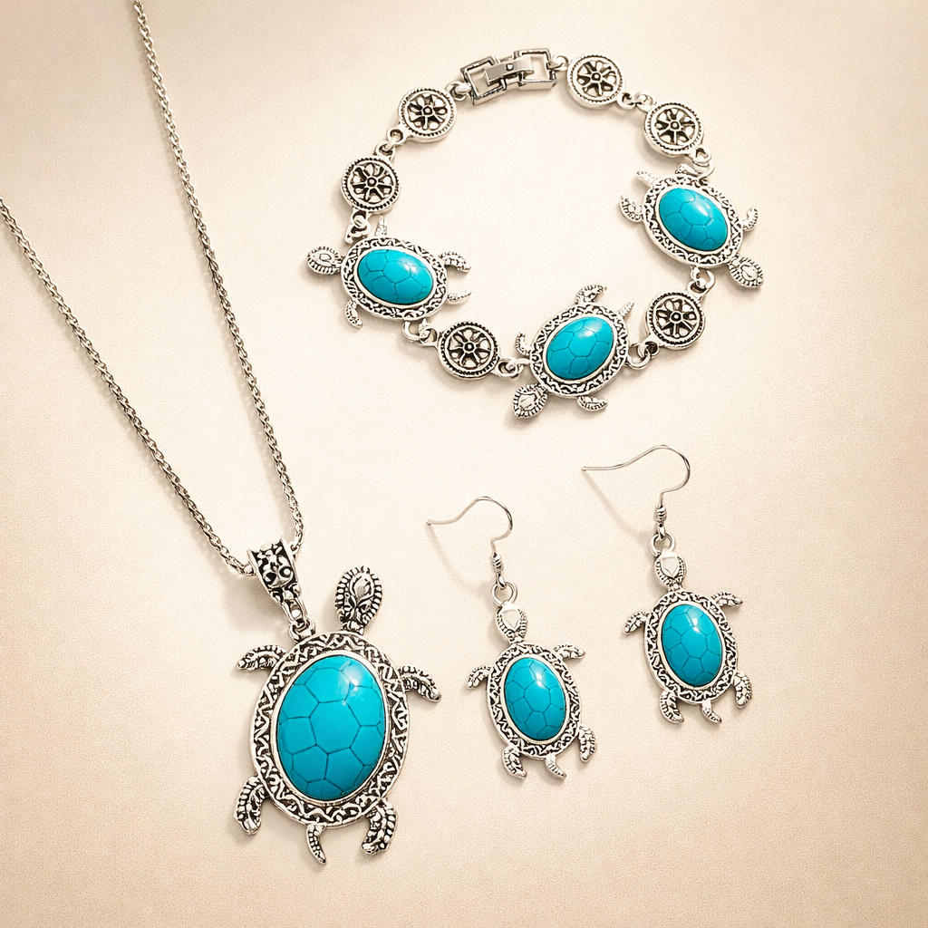 Turquoise Turtle Jewelry Set