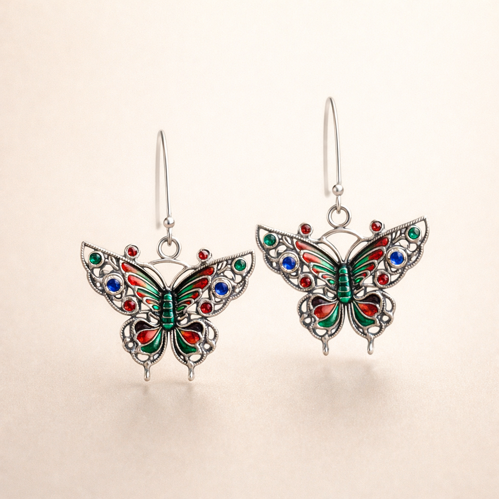 Vintage Colorful Butterfly Earrings