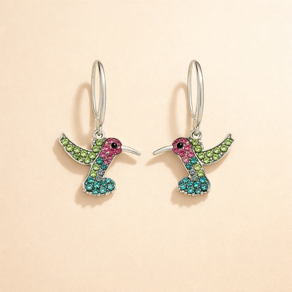 Colorful Hummingbird Sparkle Earrings