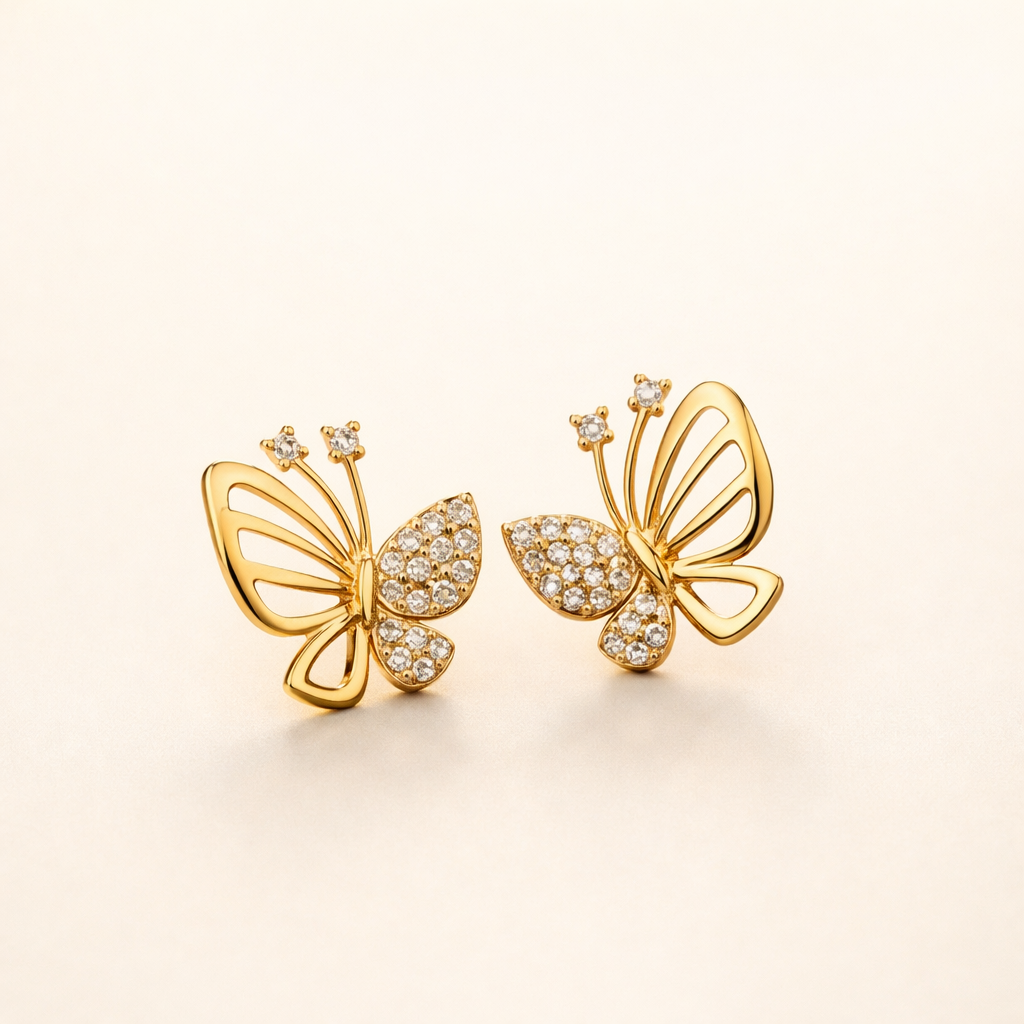 Elegant Cubic Zirconia Butterfly Stud Earrings